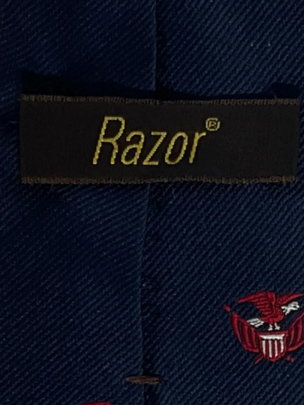 Razor Mens Navy Blue Tie with Patriotic Eagle USA Embroidered Pattern
